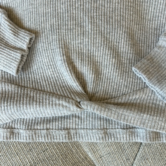 Gray Ribbed Hoodie with Twist design on front - Picture 2 of 6